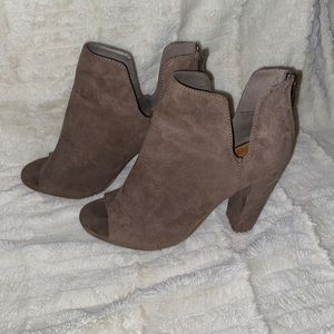 Tan suede bootie heels